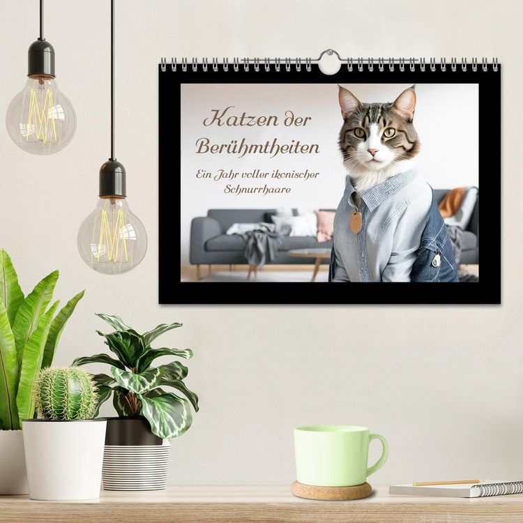 Produktbild: Katzen der Ber&uuml;hmtheiten - Ein Jahr voller ikonischer Schnurrhaare (Wandkalender 2026 DIN A4 quer), CALVENDO Monatskalender