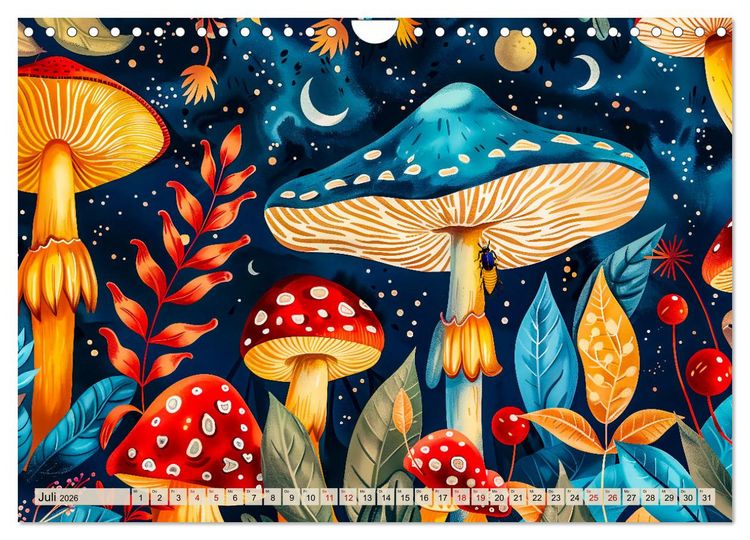 Produktbild: Zauberwelt der Pilze - Fantasievolle Pilze im verwunschenen Wald (Wandkalender 2026 DIN A4 quer), CALVENDO Monatskalender