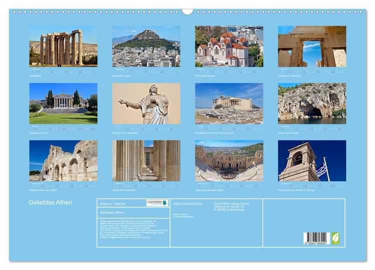 Produktbild: Geliebtes Athen (Wandkalender 2026 DIN A2 quer), CALVENDO Monatskalender