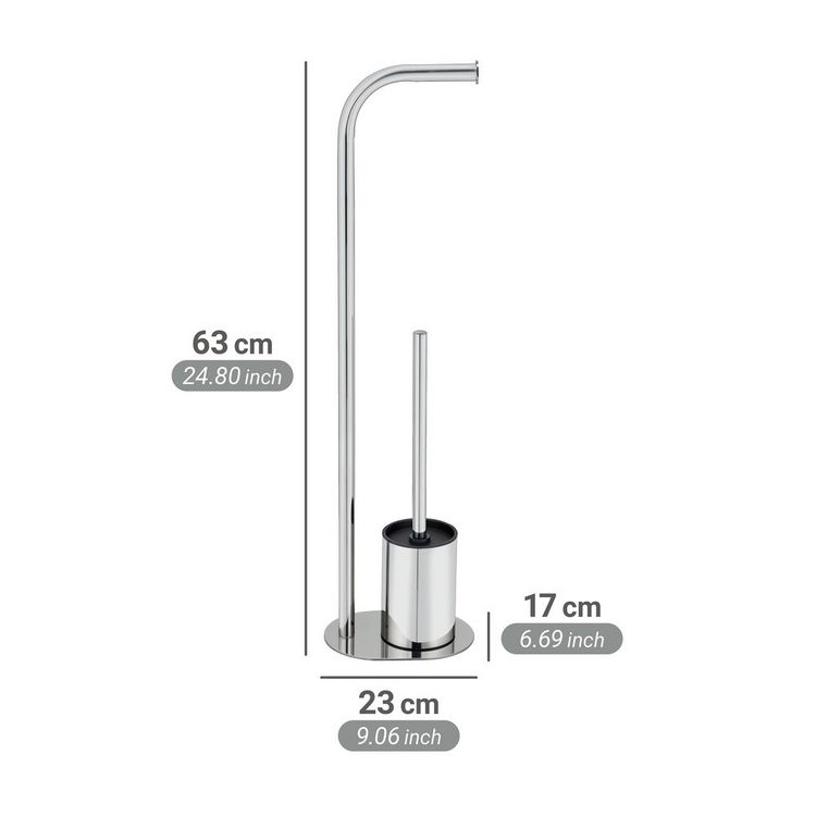 Produktbild: Stand WC-Garnitur Mod. Levante, edelstahl, gl&auml;nzend, schwarz, 23x63x17 cm, rostfrei und freistehend