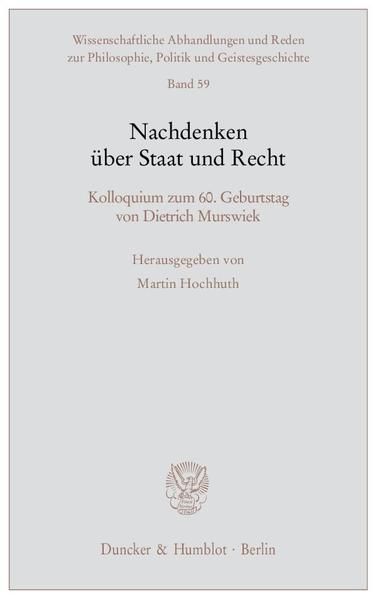 Produktbild: Nachdenken &uuml;ber Staat und Recht.