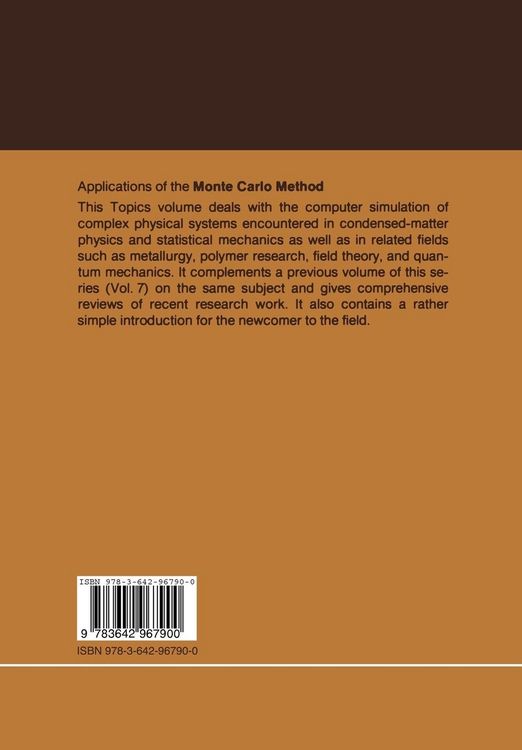 Produktbild: Applications of the Monte Carlo Method in Statistical Physics