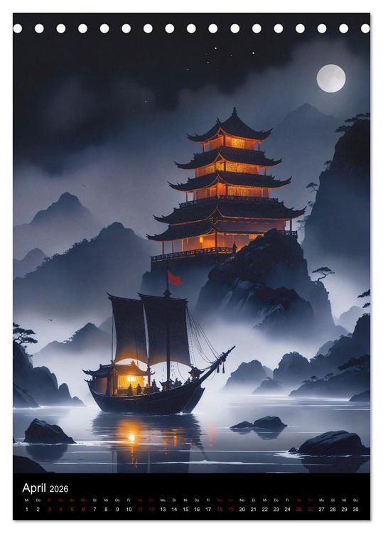 Produktbild: Asiatische Inspiration Fern&ouml;stlicher Art - Dunkle Werke (Tischkalender 2026 DIN A5 hoch), CALVENDO Monatskalender