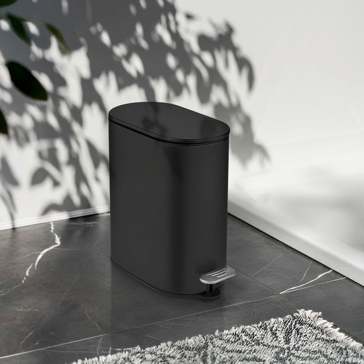 Produktbild: Kosmetikeimer Mod. Collungo, 5L, schwarz, Metall, 14x28,5x29,5 cm, easy-close Absenkautomatik