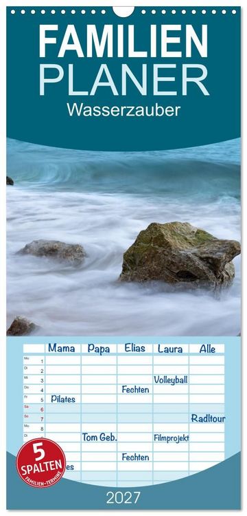 Produktbild: Familienplaner 2027 - Wasserzauber mit 5 Spalten (Wandkalender, 21 x 45 cm) CALVENDO