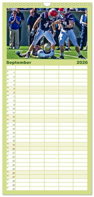 Produktbild: Familienplaner 2026 - American Football - athletisch und riskant mit 5 Spalten (Wandkalender, 21 x 45 cm) CALVENDO