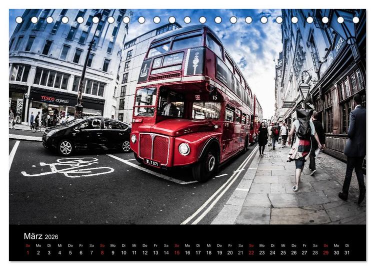 Produktbild: London - street view (CH-Version) (Tischkalender 2026 DIN A5 quer), CALVENDO Monatskalender