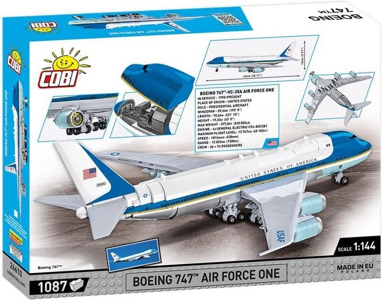 Produktbild: COBI 26610 - Boeing 747 Air Force One, Bausatz, 1087 Klemmbausteine