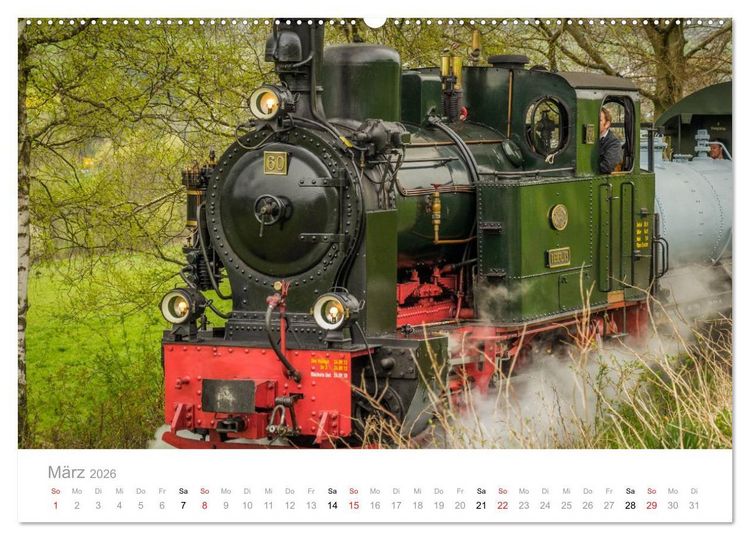 Produktbild: Schmalspurbahn Dampflok Bieberlies (Wandkalender 2026 DIN A2 quer), CALVENDO Monatskalender