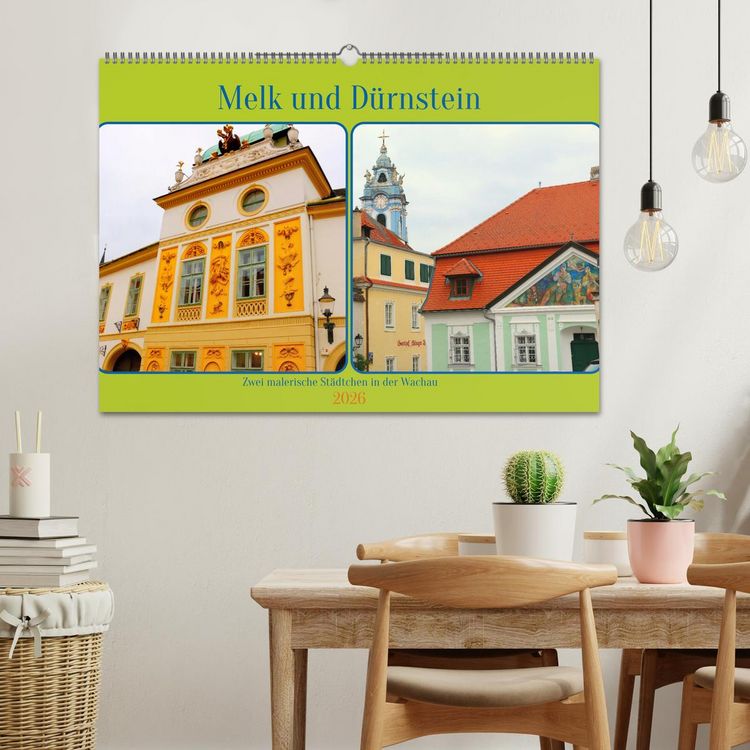 Produktbild: Melk und D&uuml;rnstein, zwei malerische St&auml;dtchen in der Wachau (Wandkalender 2026 DIN A2 quer), CALVENDO Monatskalender
