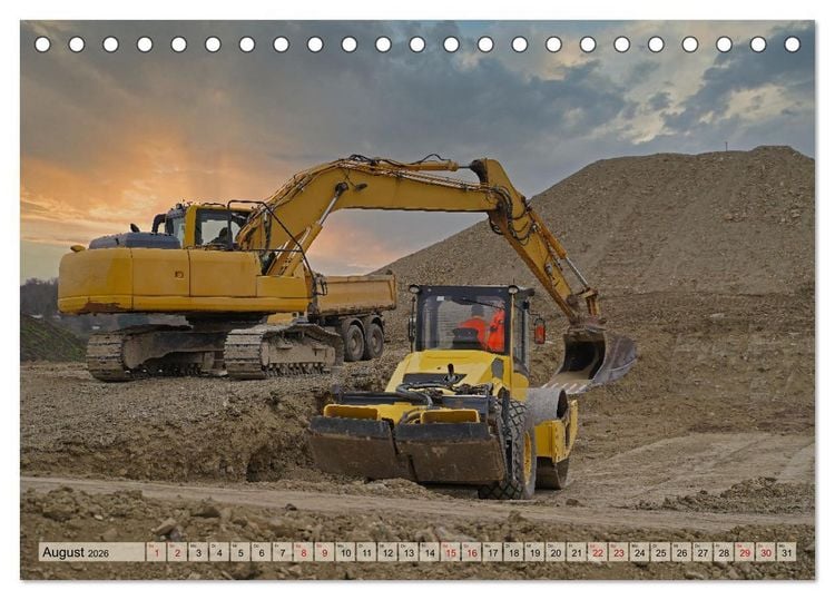 Produktbild: Bagger im Einsatz (Tischkalender 2026 DIN A5 quer), CALVENDO Monatskalender