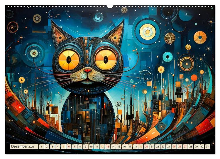 Produktbild: Katzen - die Nacht erwacht (hochwertiger Premium Wandkalender 2026 DIN A2 quer), Kunstdruck in Hochglanz