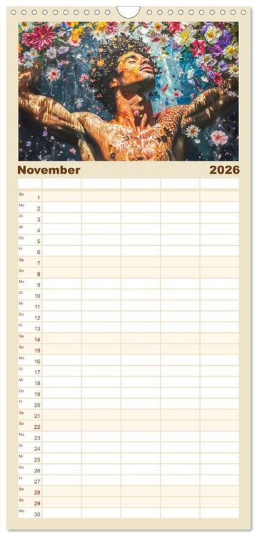 Produktbild: Familienplaner 2026 - G&ouml;tter in Menschengestalt mit 5 Spalten (Wandkalender, 21 x 45 cm) CALVENDO