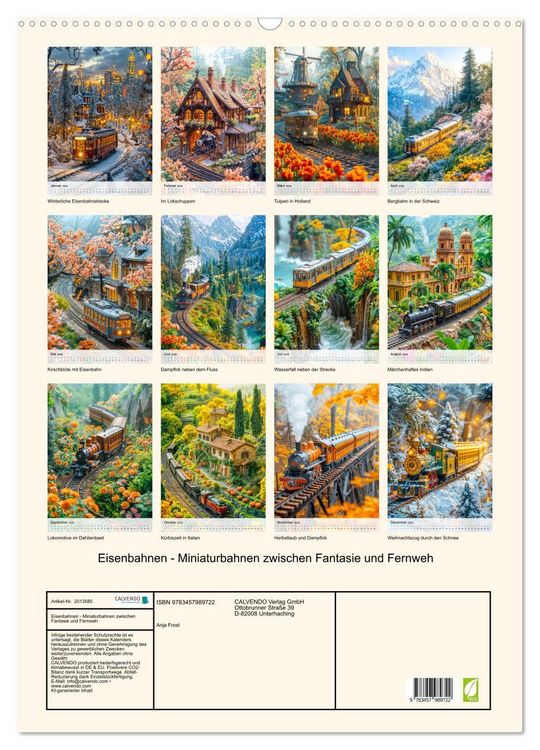 Produktbild: Eisenbahnen - Miniaturbahnen zwischen Fantasie und Fernweh (Wandkalender 2026 DIN A2 hoch), CALVENDO Monatskalender