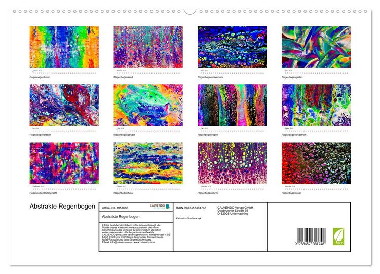 Produktbild: Abstrakte Regenbogen (hochwertiger Premium Wandkalender 2026 DIN A2 quer), Kunstdruck in Hochglanz