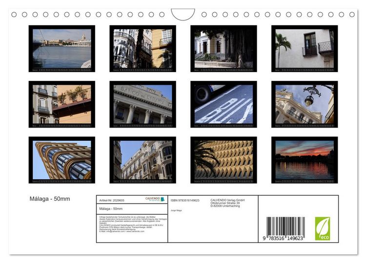Produktbild: M&aacute;laga - 50mm (Wandkalender 2026 DIN A4 quer), CALVENDO Monatskalender