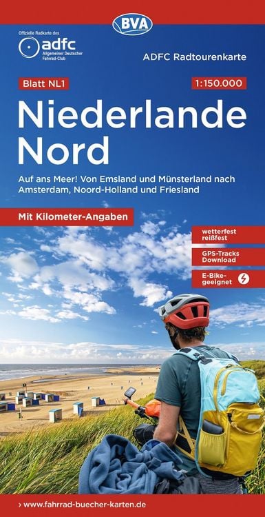 Produktbild: BVA ADFC Radtourenkarte Niederlande Nord, mit Knotenpunkten 1:150.000