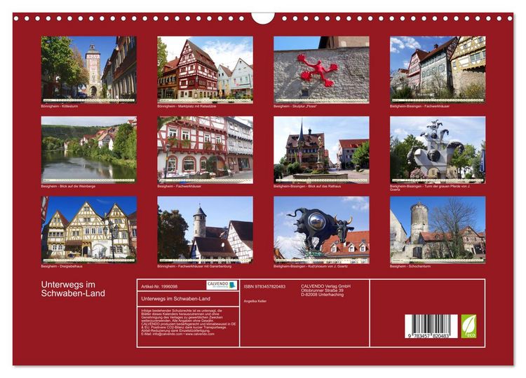 Produktbild: Unterwegs im Schwaben-Land (Wandkalender 2026 DIN A3 quer), CALVENDO Monatskalender