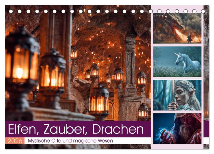Produktbild: Elfen, Zauber, Drachen (Tischkalender 2026 DIN A5 quer), CALVENDO Monatskalender