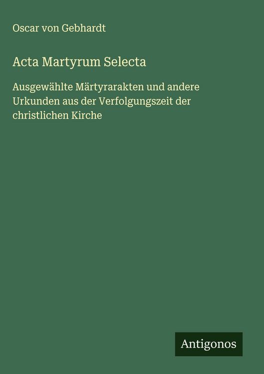 Produktbild: Acta Martyrum Selecta