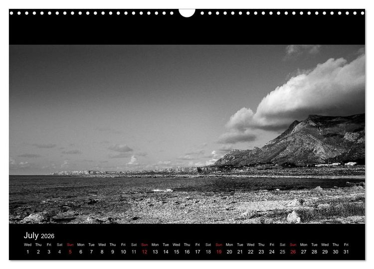 Produktbild: Black and White Sicily (Wall Calendar 2026 DIN A3 landscape), CALVENDO 12 Month Wall Calendar