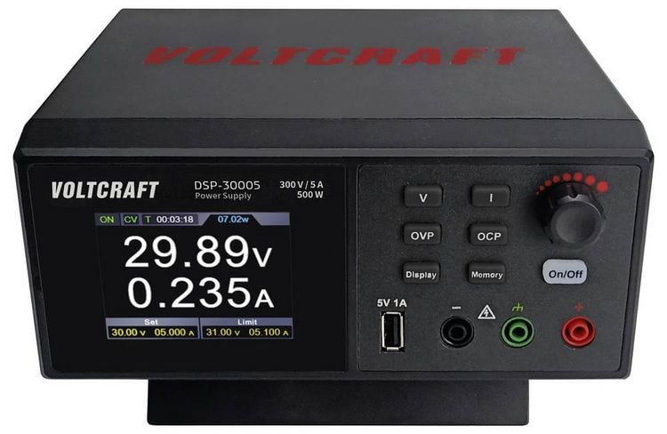Produktbild: VOLTCRAFT DSP-30005 Labornetzger&auml;t, einstellbar 0 - 300 V 5 A (max.) 500 W USB Anzahl Ausg&auml;nge 1 x
