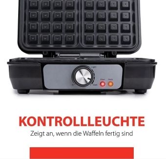 Produktbild: ALPINA Waffeleisen, 1000 Watt, Scharz-Silber
