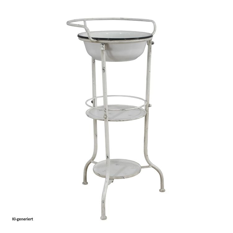 Produktbild: HTI-Living Nostalgische Waschschale Le Bain mit St&auml;nder und Ablage aus Emaille 81 cm