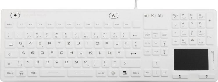 Produktbild: iM-IKB110-WH Tastatur Renkforce Wei&szlig; Spritzwassergesch&uuml;tzt, Staubgesch&uuml;tzt, Touch-Oberfl&auml;che