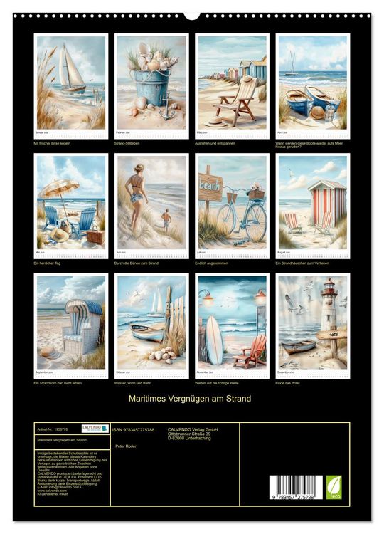 Produktbild: Maritimes Vergn&uuml;gen am Strand (hochwertiger Premium Wandkalender 2026 DIN A2 hoch), Kunstdruck in Hochglanz