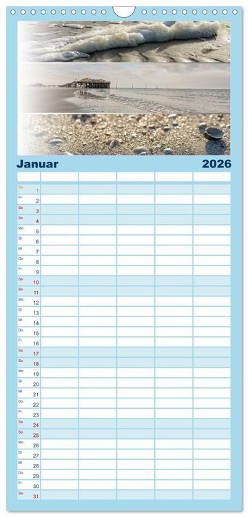 Produktbild: Familienplaner 2026 - K&uuml;stenstreifen an der Nordsee mit 5 Spalten (Wandkalender, 21 x 45 cm) CALVENDO