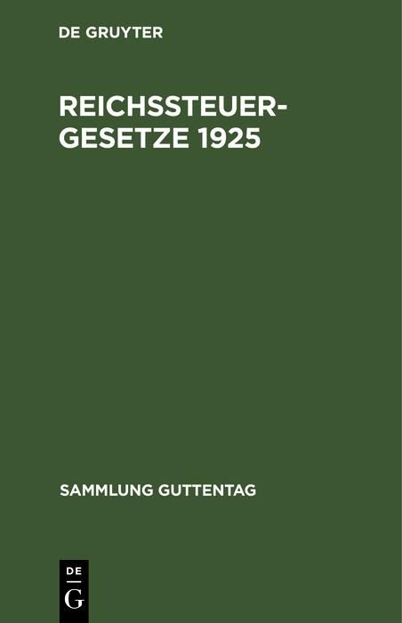 Produktbild: Reichssteuergesetze 1925