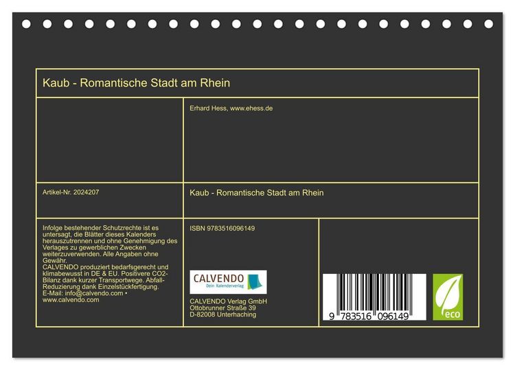 Produktbild: Kaub - Romantische Stadt am Rhein (Tischkalender 2026 DIN A5 quer), CALVENDO Monatskalender