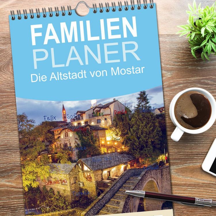 Produktbild: Familienplaner 2026 - Die Altstadt von Mostar mit 5 Spalten (Wandkalender, 21 x 45 cm) CALVENDO