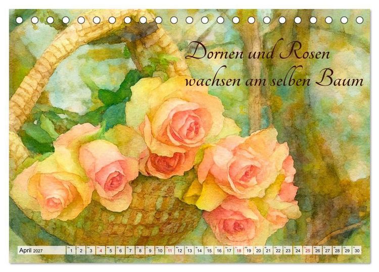 Produktbild: Rosentr&auml;ume im Aquarellstil (Tischkalender 2027 DIN A5 quer), CALVENDO Monatskalender