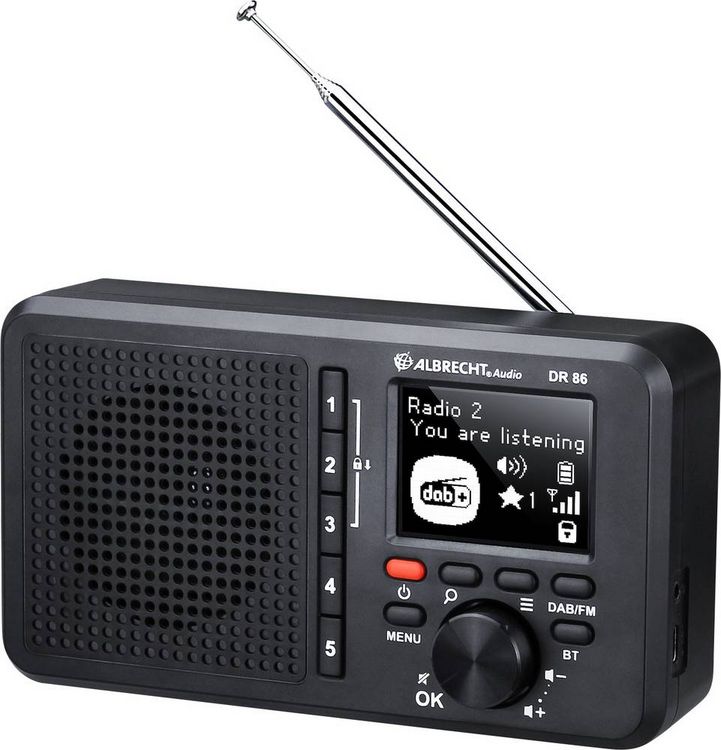 Produktbild: Albrecht DR 86 Tischradio DAB+, UKW wiederaufladbar Schwarz
