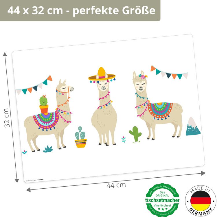 Produktbild: Tischsetmacher Tischset f&uuml;r Kinder Alpaka, aus hochwertigem Vinyl , 44 x 32 cm