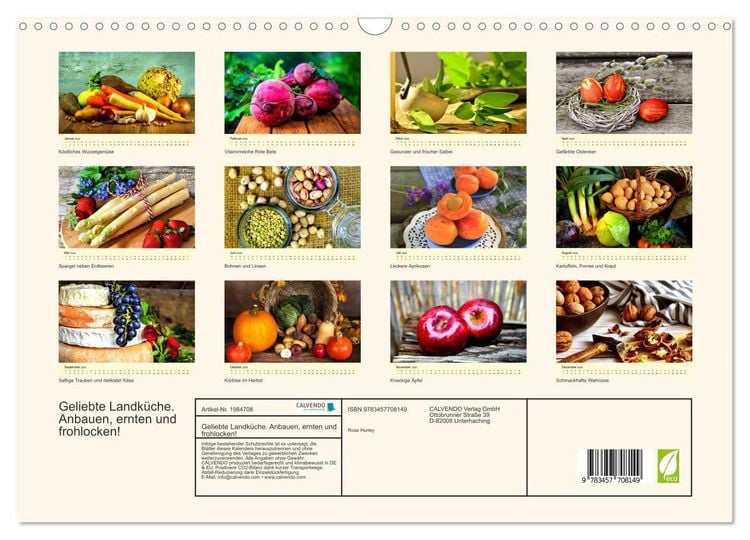 Produktbild: Geliebte Landk&uuml;che. Anbauen, ernten und frohlocken! (Wandkalender 2026 DIN A3 quer), CALVENDO Monatskalender