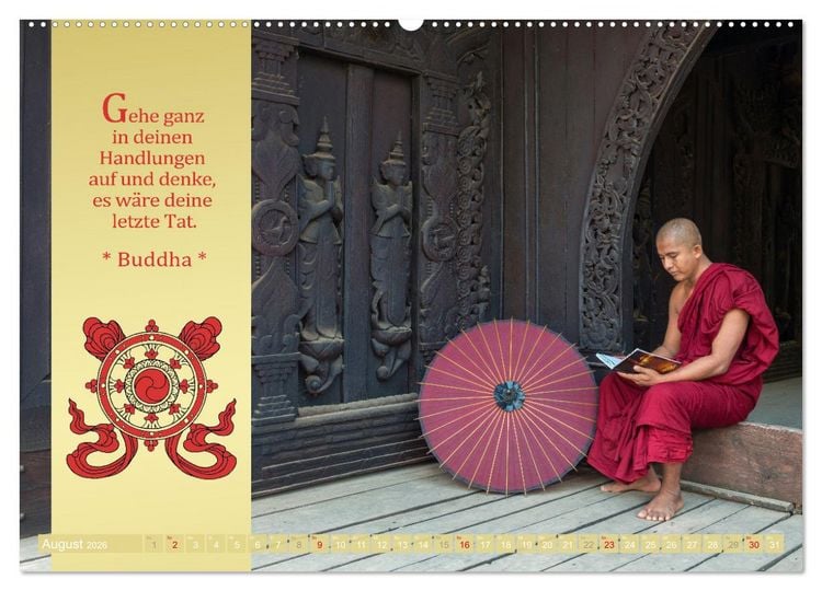 Produktbild: BUDDHAS WORTE - Buddhistische Weisheiten (Wandkalender 2026 DIN A2 quer), CALVENDO Monatskalender