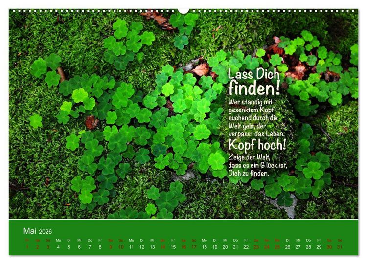 Produktbild: Pfl&uuml;ck Dein Gl&uuml;ck &ndash; Kleine Weisheiten f&uuml;r den Alltag (hochwertiger Premium Wandkalender 2026 DIN A2 quer), Kunstdruck in Hochglanz