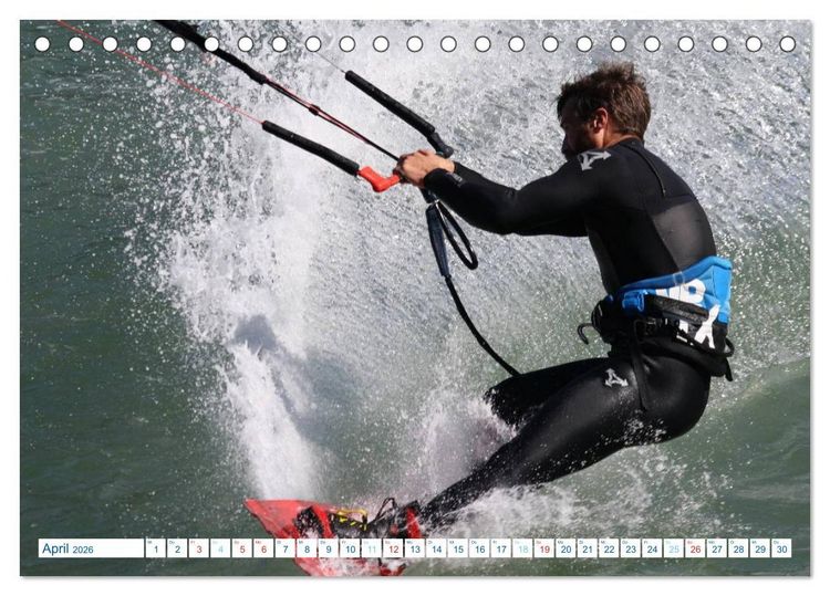 Produktbild: Kitesurfen - Wind und Wellen (Tischkalender 2026 DIN A5 quer), CALVENDO Monatskalender
