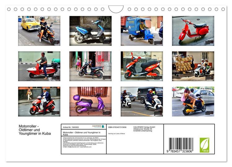 Produktbild: Motorroller - Oldtimer und Youngtimer in Kuba (Wandkalender 2026 DIN A4 quer), CALVENDO Monatskalender