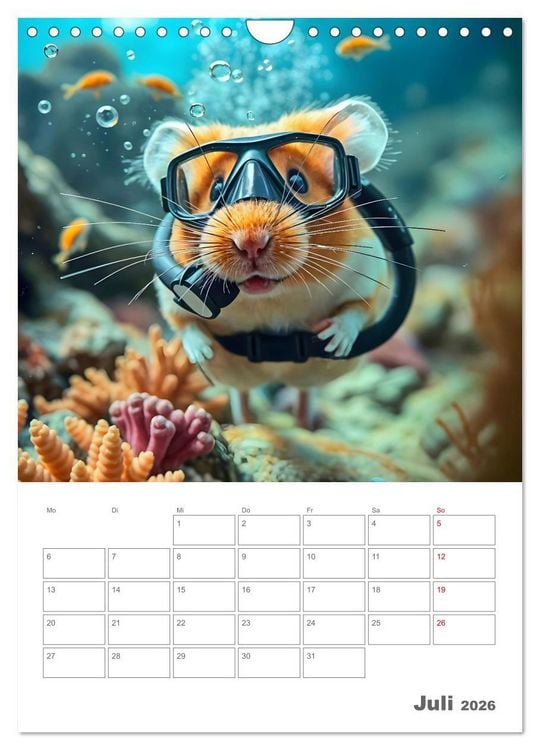 Produktbild: Adventure Hamster - Sportliche KI Hamster pr&auml;sentieren den Abenteuer-Sport (Wandkalender 2026 DIN A4 hoch), CALVENDO Monatskalender