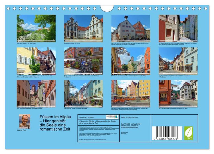 Produktbild: F&uuml;ssen im Allg&auml;u &ndash; Hier genie&szlig;t die Seele eine romantische Zeit (Wandkalender 2026 DIN A4 quer), CALVENDO Monatskalender