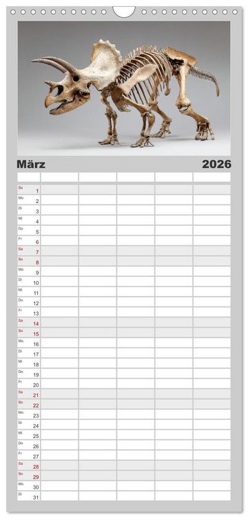 Produktbild: Familienplaner 2026 - Knochen der Giganten - Dinosaurier im Portr&auml;t mit 5 Spalten (Wandkalender, 21 x 45 cm) CALVENDO