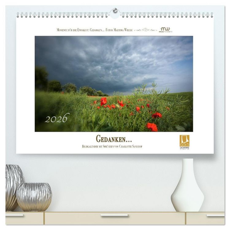 Produktbild: Gedanken... Bildkalender mit Spr&uuml;chen (hochwertiger Premium Wandkalender 2026 DIN A2 quer), Kunstdruck in Hochglanz