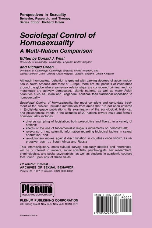 Produktbild: Sociolegal Control of Homosexuality