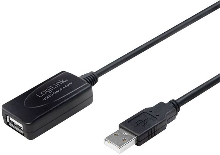 Produktbild: LogiLink USB-Kabel USB 2.0 USB-A Stecker, USB-A Buchse 10.00 m Schwarz UA0143