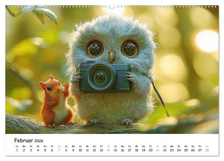 Produktbild: Eulen im Wald - Die geheimen Jobs und Aufgaben (Wandkalender 2026 DIN A2 quer), CALVENDO Monatskalender