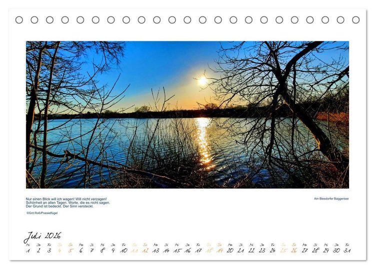 Produktbild: Poesiefl&uuml;gels Abendspaziergang (Tischkalender 2026 DIN A5 quer), CALVENDO Monatskalender